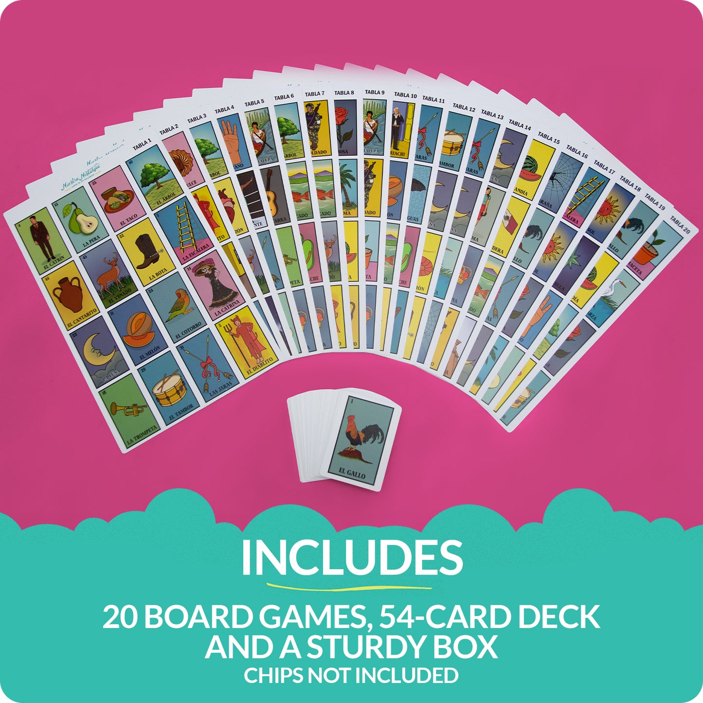 Nuestra Nostalgia Loteria with 20 Jumbo Boards