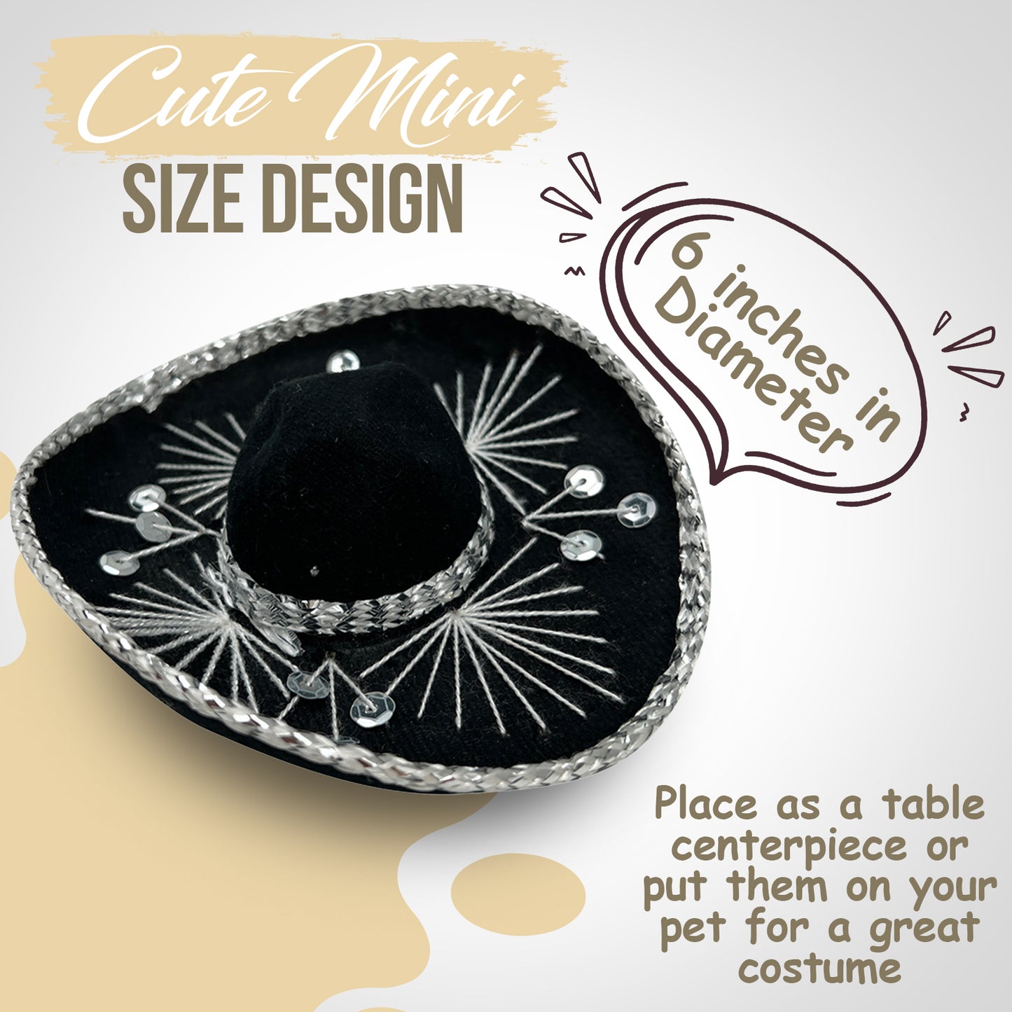 Small Mariachi Sombrero 6 in. 1pcs (Black)