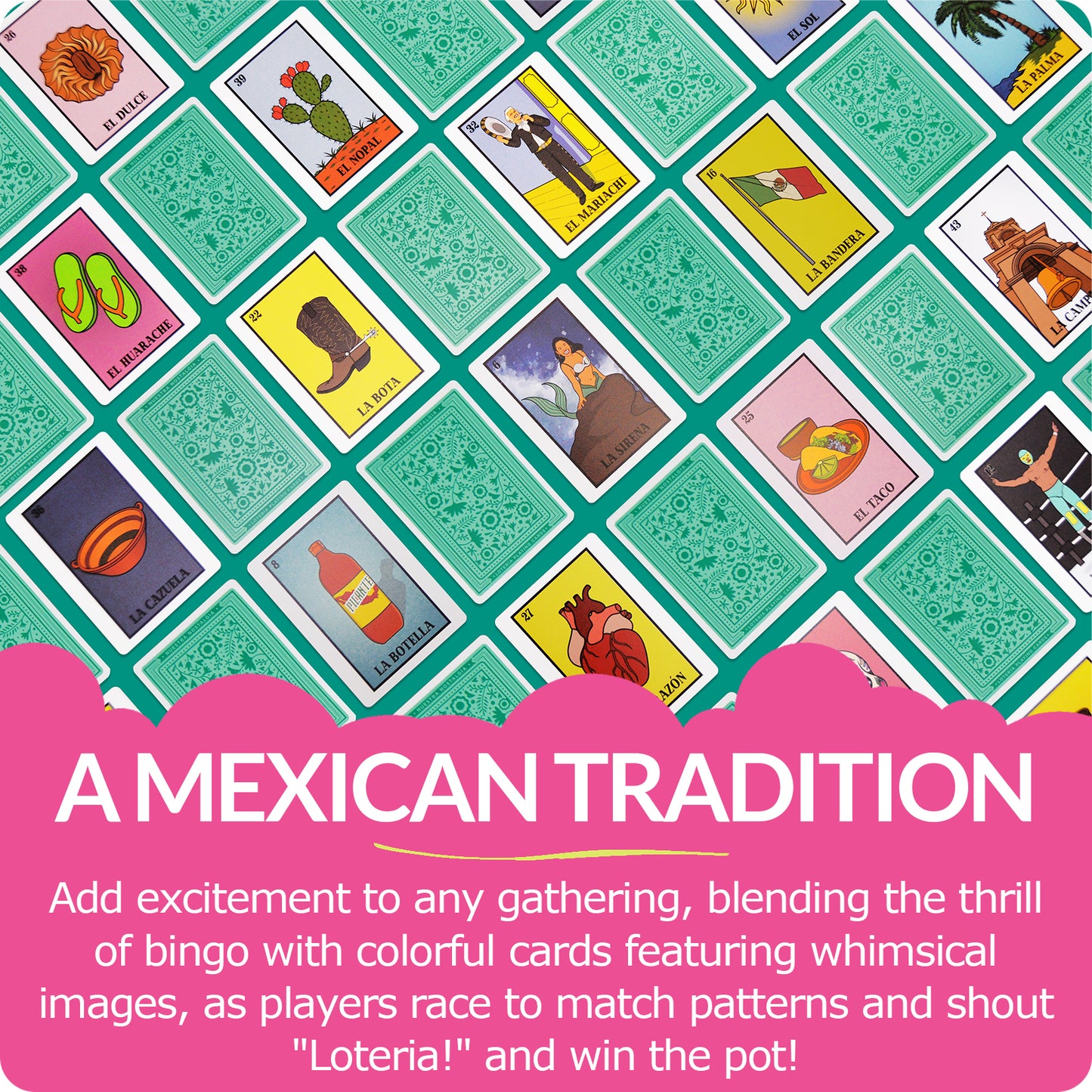Nuestra Nostalgia Loteria | Traditional Loteria Mexicana Game | 20 Water Resistant Boards and Card Deck