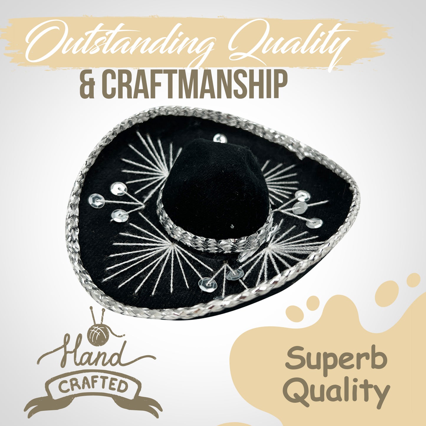 Small Mariachi Sombrero 6 in. 1pcs (Black)